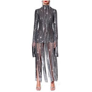 WOLF AND BADGER Silver Jazmine Spin Drift Dress